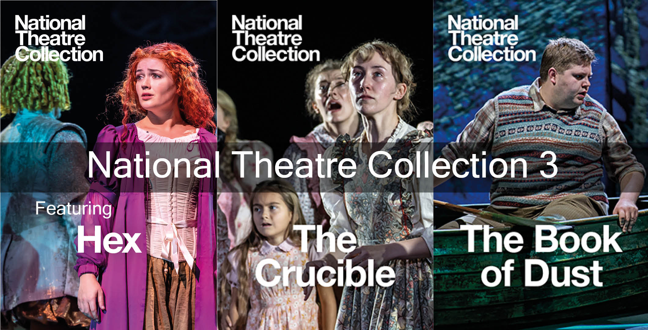 Posters for Hex, The Crucible, and Book of Dust